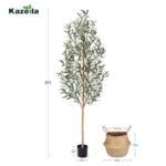 6FT Faux Olive Tree with Real Wood Trunk & Seagrass Basket – Lifelike Indoor Decor for Home & Office. - Image 3