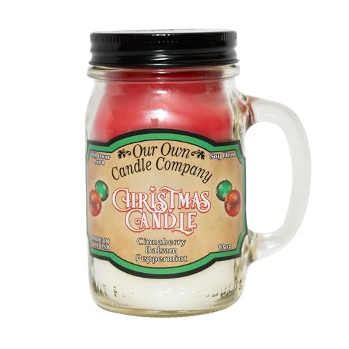 Our Own Candle Company Christmas Triple Scented Mason Jar Candle, Our Own Candle Company, Christmas Triple Scented Mason Jar Candle, 100 Hour Burn Time, 13 Ounces