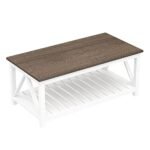 ChooChoo Farmhouse Coffee Table: Rustic Vintage Living Room Table with Shelf, 40" White - Image 8