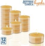 Hyoola Pure Beeswax Tealight Candles - Handmade Unscented, 4-Hour Burn Time, Clear Cup, Pack of 12 - Image 2