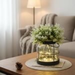Dnnnii Vintage Glass Farmhouse Vase: Handmade Rustic Lantern Planter with Bonus Flowers & LED Lights, Perfect for Home Decor & Gifts. - Image 5