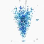 Modern Blown Glass Chandelier Pendant Light for Dining Room, Foyer, Bedroom, and Staircase (Blue-2, 28''L x 48''W) - Image 2