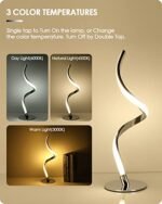 Yarra-Decor Modern Spiral Touch Control LED Bedside Lamp - Dimmable Table Lamp in 3 Colors (3000K, 4000K, 5000K) for Bedroom, Living Room, & Office - Image 4
