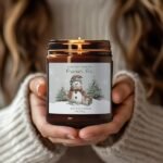 Snowman Christmas Candle | Fraser Fir Pine Scent | Non-Toxic Soy Wax | Handmade in the USA - Image 3