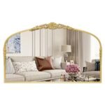 G-LEAF Vintage Baroque Mirror 48"X30", Mantel Victorian Antique Farmhouse Mirror with Gold Ornate Metal Frame for Fireplace Entryway Living Room Hallway Bathroom