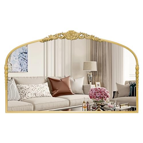 G-LEAF Vintage Baroque Mirror 48"x30" - Gold Ornate Frame for G-LEAF Vintage Baroque Mirror 48"X30", Mantel Victorian Antique Farmhouse Mirror with Gold Ornate Metal Frame for Fireplace Entryway Living Room Hallway Bathroom