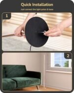 EDISHINE Helix LED Floor Lamp - 56" Dimmable, 2700K-6000K, Remote & Foot Switch, Modern Gold Design for Home & Office - Image 6