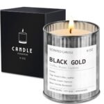 Scented Candle for Men - Man Cave Gifts Coffee Leather Woody Scent | 50Hr Burn Soy Wax Candle in Metal Tin (9oz) - Masculine Home Decor, Birthday Gift for Him