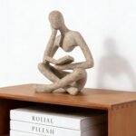 RHXRAF Abstract Thinker Statue - Modern Resin Sculptures for Bookshelf, Coffee Table & Office Decor (Beige) - Image 4
