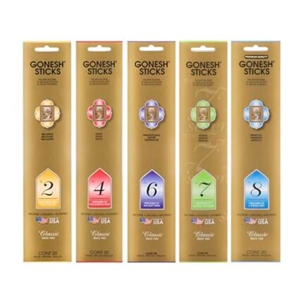 Gonesh - Classic Incense Sticks Variety Pack - Non-Toxic 10” Slow Burn Aromatic Sticks - No. 2, 4, 6, 7 and 8-5 Packs of 20