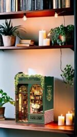 Fsolis Book Nook Kit: DIY Miniature House for Bookshelf Decor, 139 Wooden Pieces, Perfect Gift for Book Lovers. - Image 4