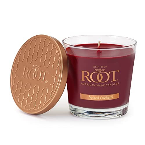 Root Candles Spiced Orchard Scent - Small Honeycomb Veriglass Premium Root Candles Fall Scented Candles Honeycomb Veriglass Premium Handcrafted Beeswax Blend Candle, Small, Spiced Orchard