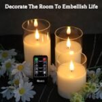 LEDHOLYT Rechargeable Flameless Glass Pillar Candles – Set of 3 with Flickering Light, Remote & Timer, Perfect for Home & Holiday Decor. - Image 7
