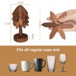 Yuoyar Tree-Shaped Sapeli Wood Coasters Set for Stylish Coffee Table and Kitchen Decor. - Image 6