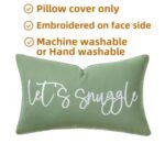 Sunkifover Let's Snuggle Lumbar Pillow Cover – 12x20 Inch Sage Green & White Cotton Decor - Image 6