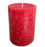 Handmade 3"x4" Red Pillar Candle – Rustic Design – Cinnamon Balsam Fir Scent – 60 Hour Burn – Essential Oil Infused – Christmas Holiday Candle – Cotton Wick