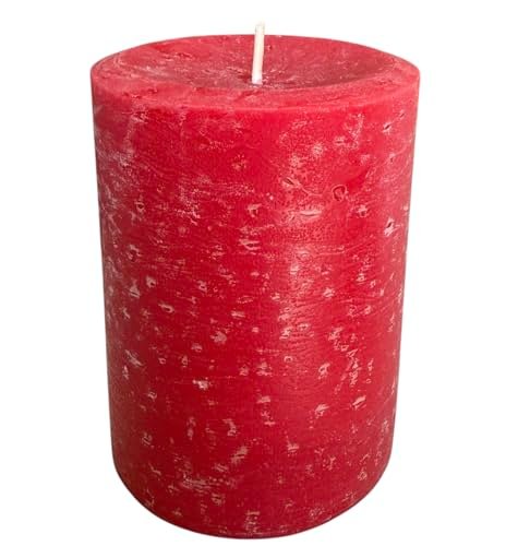 Handmade 3"x4" Red Pillar Candle - Rustic Cinnamon Balsam Fir Handmade 3"x4" Red Pillar Candle – Rustic Design – Cinnamon Balsam Fir Scent – 60 Hour Burn – Essential Oil Infused – Christmas Holiday Candle – Cotton Wick