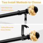 1-Inch Adjustable Curtain Rod Set with Luxury Crystal Finials for Bedroom & Living Room (Black Gold, 28-52 in) - Image 3