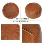 Thgonwid Unstuffed Moroccan Pouf Ottoman: Handmade Boho Chic Storage Footrest for Living Room, Bedroom & Patio. Brown Round Ethnic Cushion. - Image 7