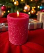 Handmade 3"x4" Red Pillar Candle - Rustic Cinnamon Balsam Fir Scent - 60 Hour Burn - Essential Oil - Ideal Christmas Candle - Image 3