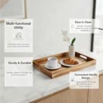Krismax Rustic Brown Wooden Serving Tray with Handles - 15.7x11.4 Inch Decorative Platter for Coffee Tables. - Image 5