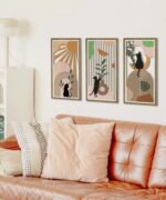 Putuo Decor Boho Wall Art Set of 3 - Abstract Cat Designs for Mid-Century Modern Homes, Perfect for Pet Lovers! - Image 7