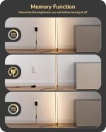 EDISHINE Helix LED Floor Lamp - 56" Dimmable, 2700K-6000K, Remote & Foot Switch, Modern Gold Design for Home & Office - Image 4