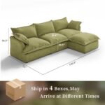 Intuition Decor Modular Convertible Cloud Sectional Sofa - 110.4" L-Shaped 4-Seat Modern Couch in Green - Image 2
