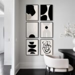 Set of 6 Framed Boho Black and White Abstract Canvas Prints for Modern Wall Decor 11x14" - Image 3