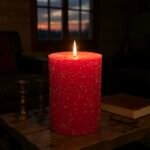 Handmade 3"x4" Red Pillar Candle - Rustic Cinnamon Balsam Fir Scent - 60 Hour Burn - Essential Oil - Ideal Christmas Candle - Image 2