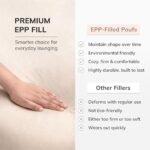 Anji Mountain Handmade Pouf Ottoman - Cozy Footrest for Living Room, Bedroom, or Nursery (20" x 20" x 20", Ivory & Blue) - Image 10