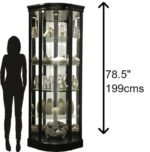Howard Miller Marlowe II Corner Curio Cabinet: Tall Black Showcase with Adjustable Shelves & LED Lighting for Living Room or Office Decor. - Image 3
