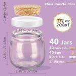 Syntic 40 Small Glass Jars with Cork Lids, 7oz - Ideal for Candles, Yogurt, Wedding Favors & Spices. Includes Twine & Labels. - Image 3