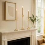 Tifanso Brass Gold Taper Candle Holders - Set of 3 Vintage Tall Pillar Decor for Weddings & Dining Room. - Image 7