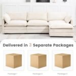 ROWHY 112" Oversized Modular Sectional Sofa with Movable Ottoman - Beige, 4-Seat L-Shaped Couch for Living Room Office. - Image 4