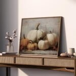 Rustic Pumpkin Theme Wall Art - Set of 4 Fall Oil Prints for Autumn, Thanksgiving & Halloween (11x14in, Unframed) - Image 4