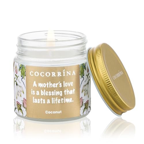Cocorrína Coconut Jar Candle 4.9oz - Soy Wax Scented Candle, Cocorrína Jar Candle Coconut 4.9oz Soy Wax Scented Candles for Home Décor 30+Hour Long Burn Time Gifts for Women, Mom, Birthday, Housewarming