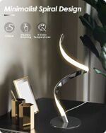 Yarra-Decor Modern Spiral Touch Control LED Bedside Lamp - Dimmable Table Lamp in 3 Colors (3000K, 4000K, 5000K) for Bedroom, Living Room, & Office - Image 3