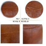 Thgonwid Handmade Unstuffed Faux Leather Pouf Cover - 16.5”D x 12”H Footstool Ottoman & Storage Solution - Image 8