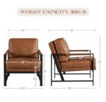 Yaheetech Retro PU Leather Armchairs, Soft Padded Accent Chairs, 105° Slant, Set of 2, Light Brown. Perfect for Living Room, Office, Bedroom, Study. - Image 3