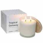 Tropical Getaway - Coconut & Grapefruit Scented Candle – 14oz Soy Wax – Fresh Candle for Home – 50+ Hour Burn – Eco Friendly Gift Box in Reusable Glass Jar with Bamboo Lid