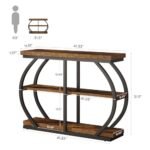 Tribesigns 41.3" Industrial Console Table | 3-Tier Entryway Table with Arched Metal Frame & Rustic Brown Storage Shelves - Image 2