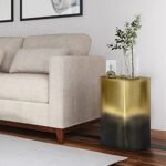 SIMPLIHOME Curtis 16" Wide Industrial Metal Cylinder Accent Table in Ombre Black/Gold – Fully Assembled for Living Room & Bedroom. - Image 2