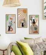 Putuo Decor Boho Wall Art Set of 3 - Abstract Cat Designs for Mid-Century Modern Homes, Perfect for Pet Lovers! - Image 5