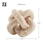 DN DECONATION 3 Link Knot Decor - Beige Travertine Coffee Table Accent, Boho Resin Chain Link for Modern Homes - Image 3