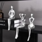 Quoowiit Thinker Statue Desk Decor: Silver Art Sculpture for Modern Home, Living Room, and Bookshelf. - Image 3
