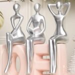 Quoowiit Thinker Statue Desk Decor: Silver Art Sculpture for Modern Home, Living Room, and Bookshelf. - Image 6