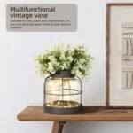 Dnnnii Vintage Glass Farmhouse Vase: Handmade Rustic Lantern Planter with Bonus Flowers & LED Lights, Perfect for Home Decor & Gifts. - Image 6