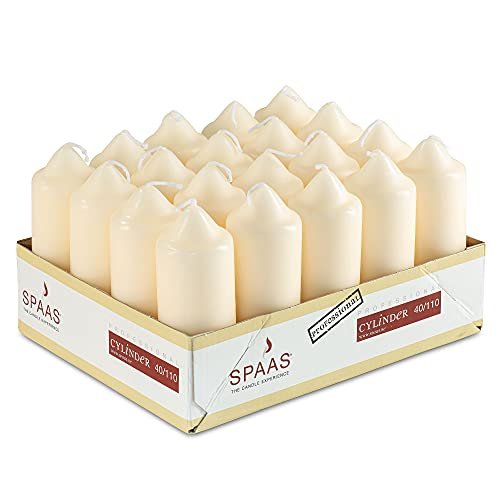 SPAAS Ivory Pillar Candles (20 Pack) - 1.5x4 Inch Dripless, SPAAS Ivory Pillar Candles - 20 Pack | 1.5x4 Inch Bulk, Dripless Dinner Candles | Unscented for Home Decor, Memorial, Vigil, Parties, Wedding, Decorative Lantern