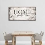 Large Dark Brown "Home Sweet Home" Wall Art Sign – Rustic Wooden Canvas Decor for Living Room, 20" x 40". - Image 6